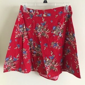 Red Flowered Pattern Skirt
